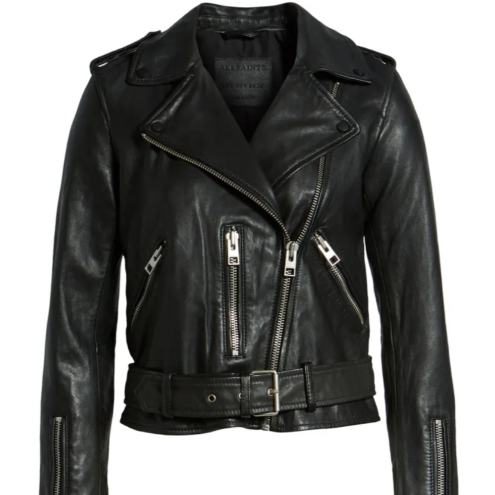 All Saints Balfern Biker Leather Jacket Small 2